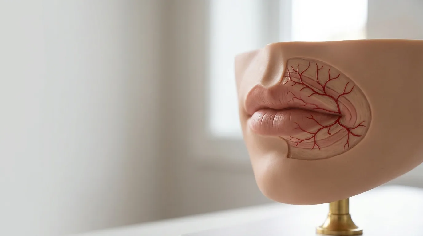 Dudak bölgesindeki arteria labialis damar yapısının anatomik şeması