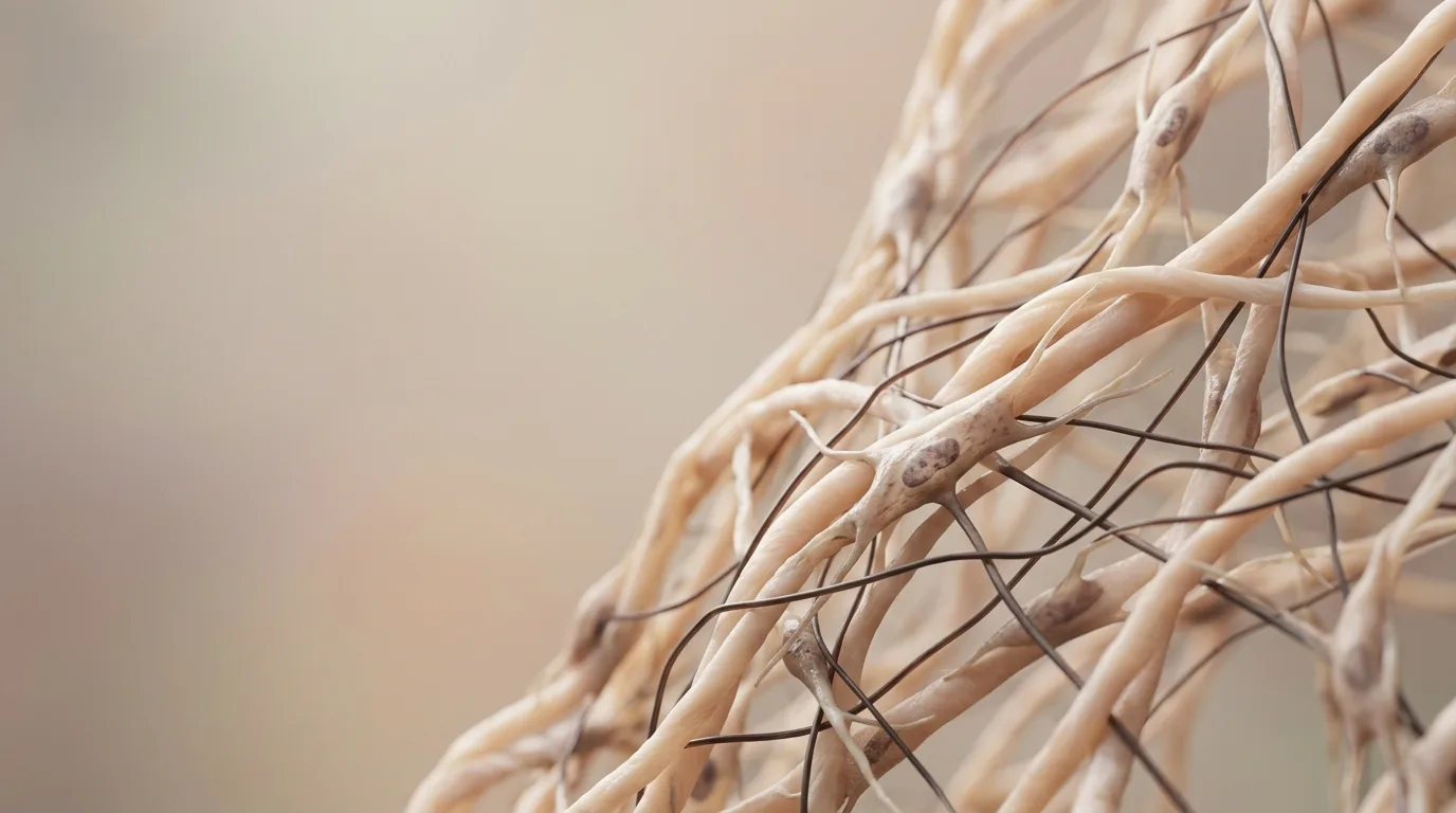 Microscopic view of healthy skin extracellular matrix structure